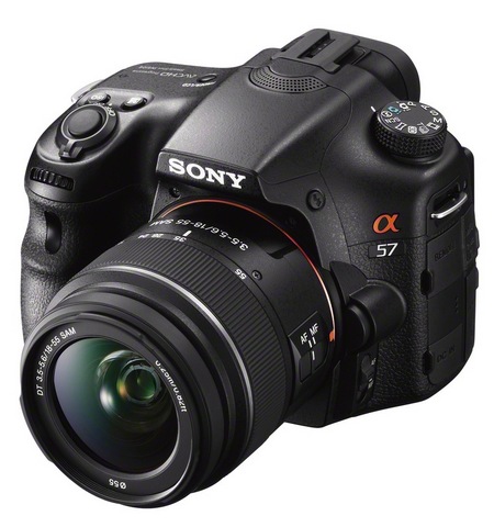 Sony Alpha A57 DSLR Camera with Translucent Mirror angle