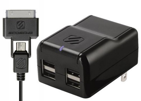 Scosche reVIVE h4 and reVIVE h4 pro 4-Port USB Wall Chargers with cable