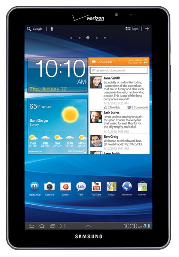 Verizon Samsung Galaxy Tab 7.7 LTE 4G Android Tablet front