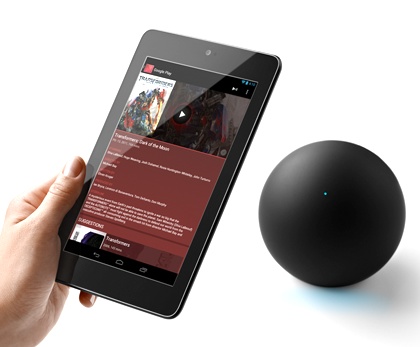 Google Nexus Q Social Streaming Media Player with android tablet