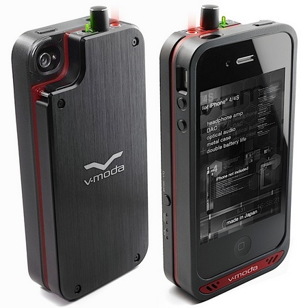 V-Moda VAMP Headphone Amp, DAC and Battery Case for iPhone 4 4S front back