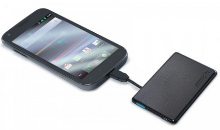 Digipower ChargeCard Credit Card Sized Portable Battery in use
