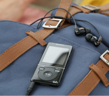 Sony Walkman E570 portable media player in use