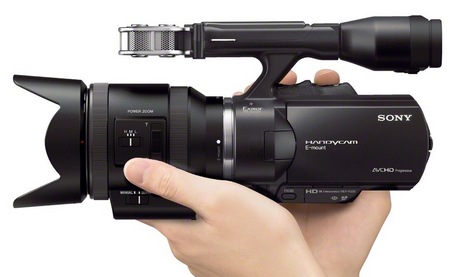 Sony Handycam NEX-VG30H Interchangeable Lens Camcorder SELP-18200 E PZ Lens hand