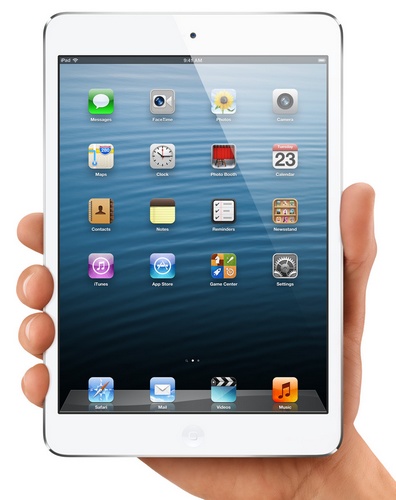 Apple iPad mini 7.9-inch Touchscreen, dual-core A5 lte 1080p video hand holding