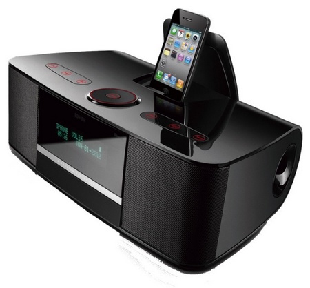 Edifier Esiena Bluetooth Speakers with iPhone ipod dock angle