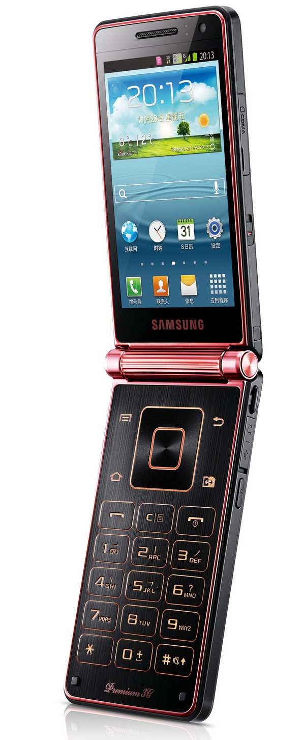 China Telecom Samsung SCH-W2013 Dual-screen Flip Android Phone gets Quad-core CPU front open