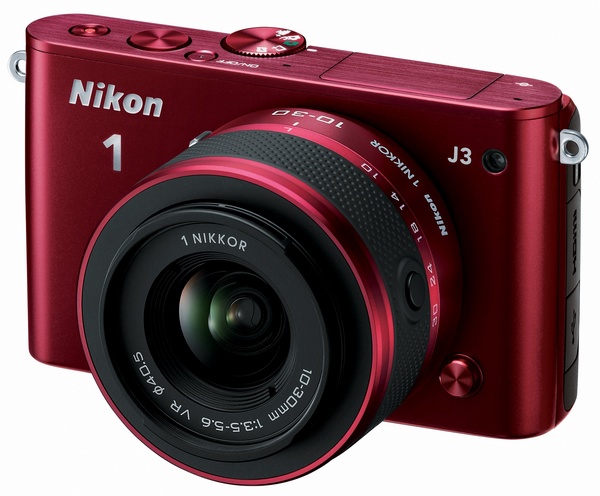 Nikon 1 J3 mirrorless camera red