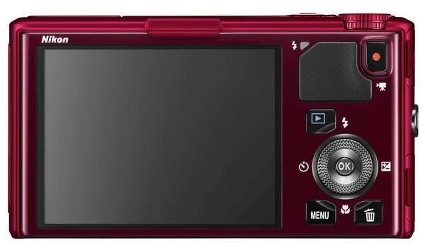 Nikon CoolPix S9500 and S9400 Slim Super Zoom Cameras with WiFi back red