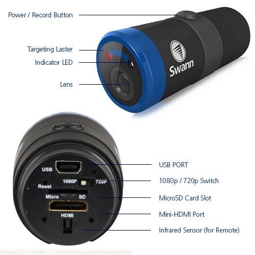 Swann Bolt HD Waterproof 1080p Action Camera details