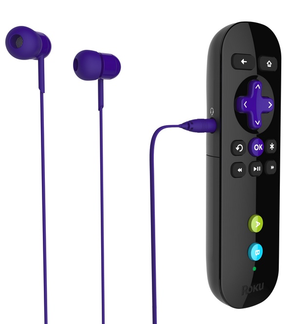 Roku 3 Streaming Media Player remote with headphone