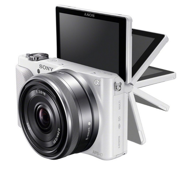 Sony Alpha NEX-3N Mirrorless Camera flipping screen