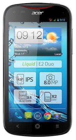 Acer Liquid E2 Quad-core Smartphone, Optional Dual-SIM black