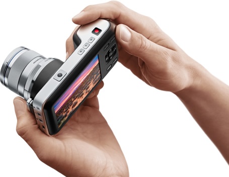 Blackmagic Pocket Cinema Camera uses Micro Four Thirds Mount hand top