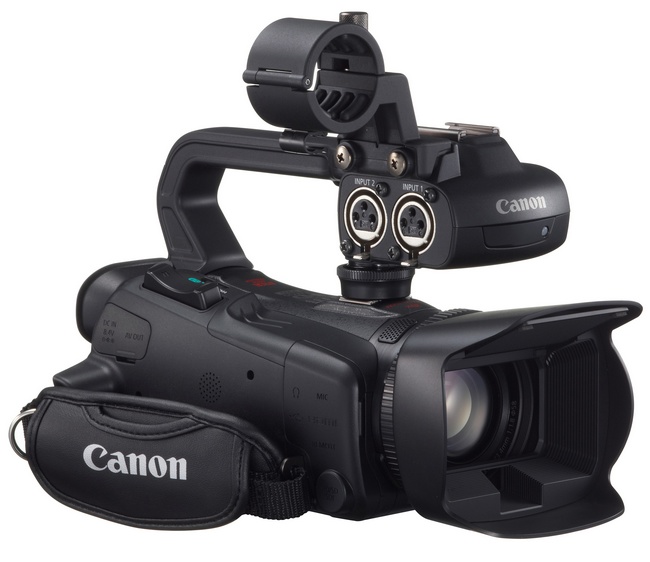 Canon XA25 and XA20 Ultra-Compact Professional Camcorders with handle