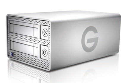 G-Technology G-DOCK ev with Thunderbolt hard drive dock angle