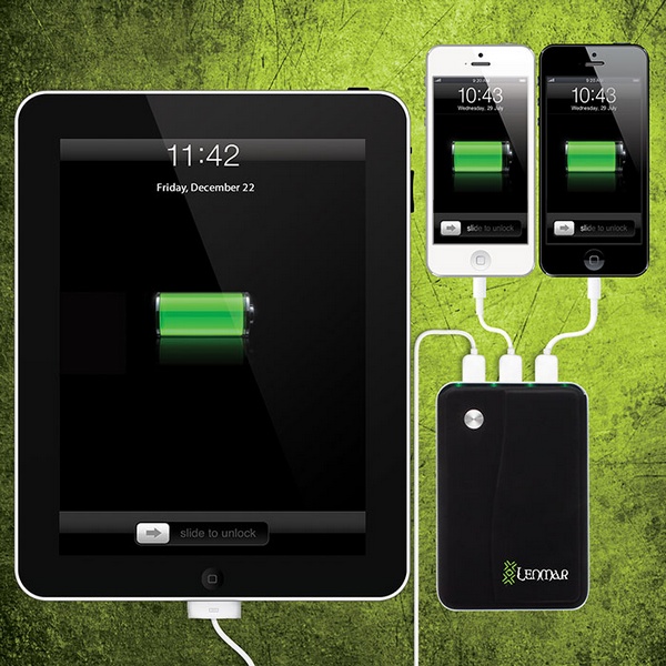 Lenmar Helix 11,000mAh Portable Battery with 3 USB Ports in use