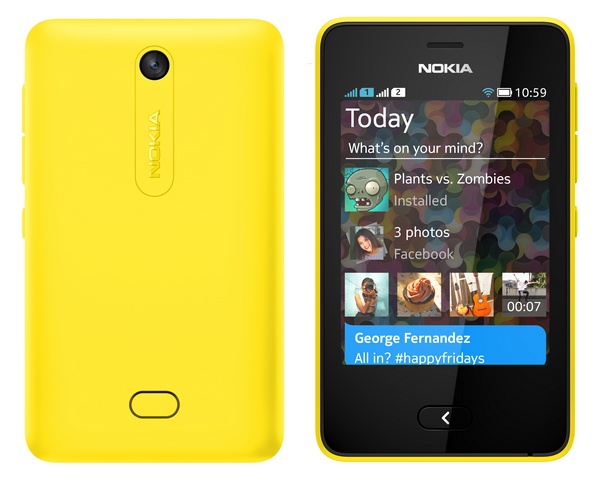 Nokia Asha 501 Feature Phone runs on Asha Platform yellow