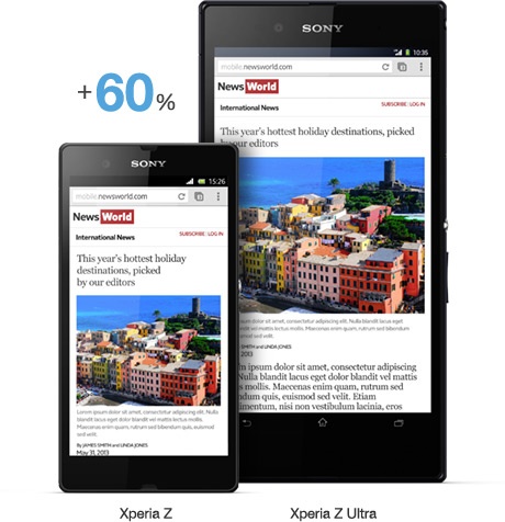 Sony Xperia Z Ultra 6.4-inch Full HD phablet compare to Z